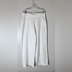 White Palazzo Pants Linen/ Cotton Blend Sz L Lily Pulitzer